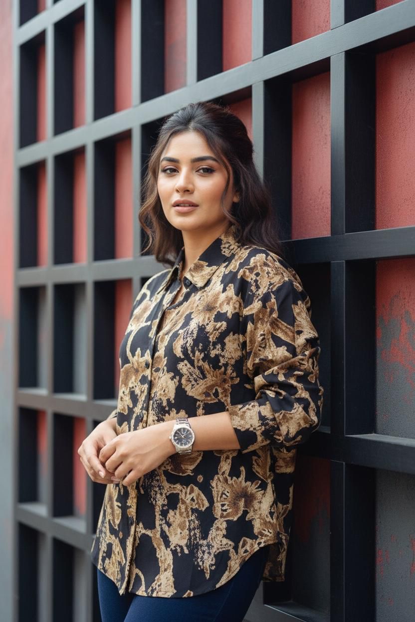 Abstract Rayon Floral Shirt Abstract Rayon Floral Shirt