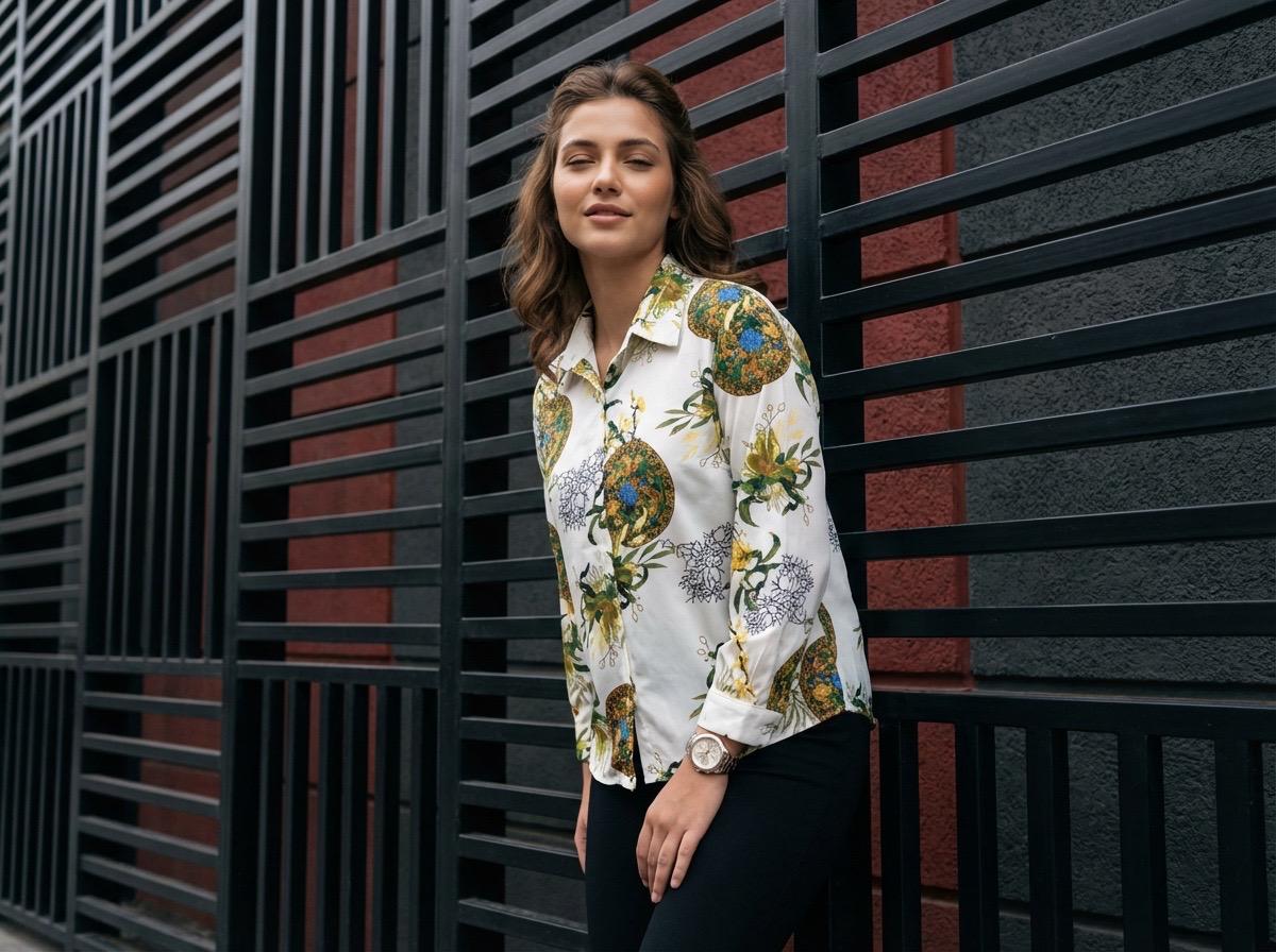 abstract white rayon floral shirt abstract white rayon floral shirt